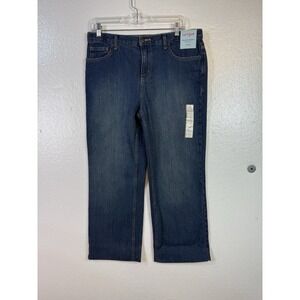 Cat & Jack Boys Jeans 16 Husky Relaxed Straight Blue Denim 32x24 Hemmed Cuff